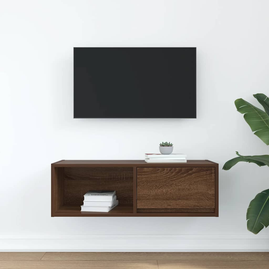 tv-bord 80x31x25,5 cm konstrueret træ brun egetræsfarve