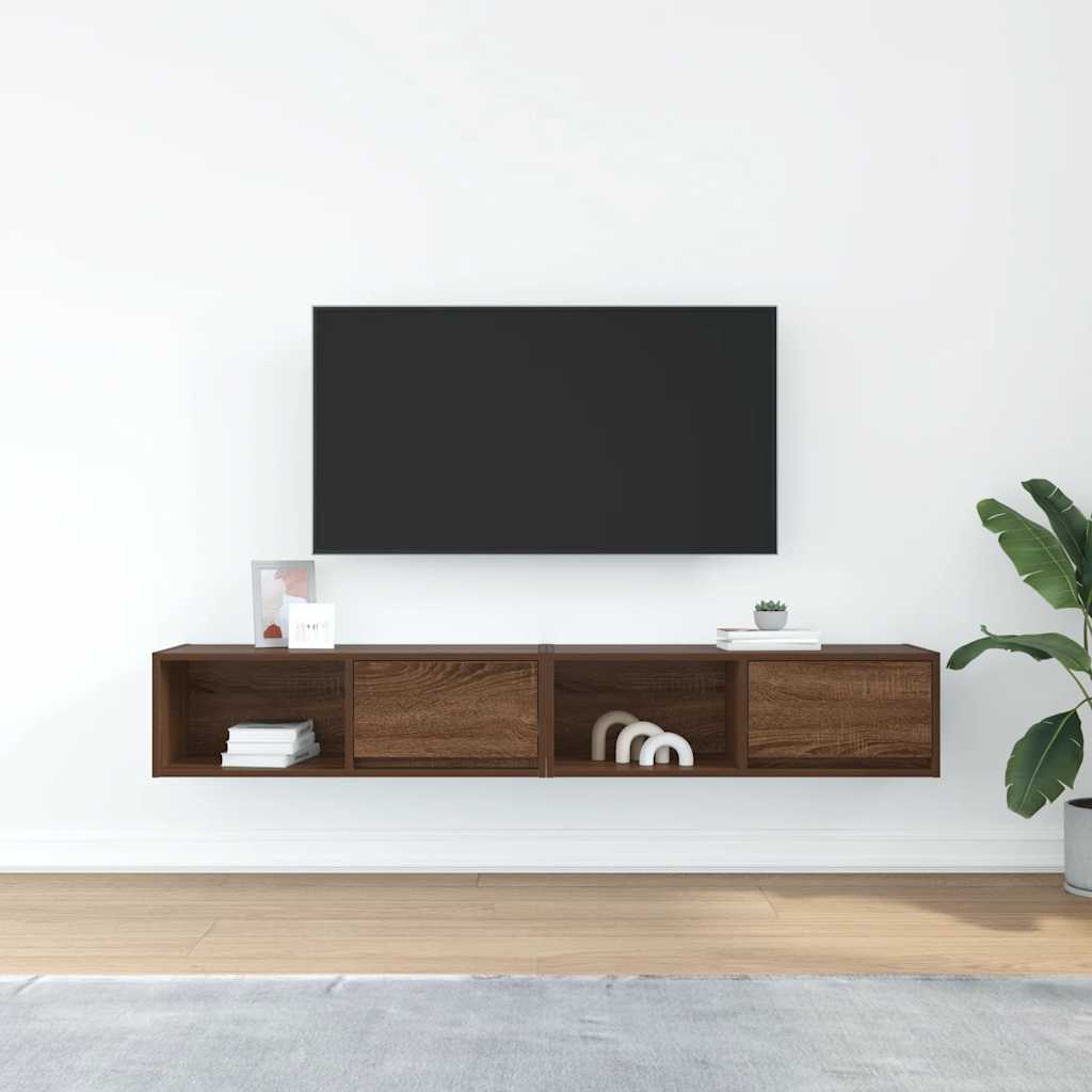 tv-borde 2 stk. 80x31x25,5 cm konstrueret træ brunt egetræ