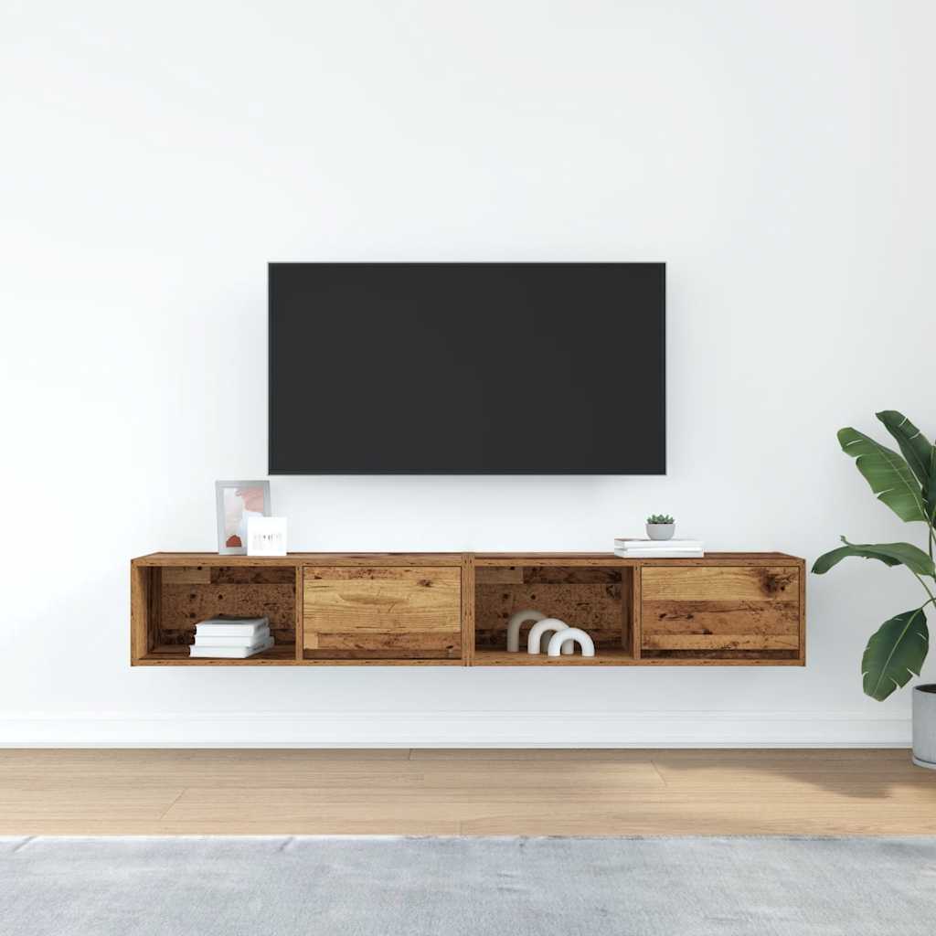 tv-borde 2 stk. 80x31x25,5 cm konstrueret træ gammelt trælook