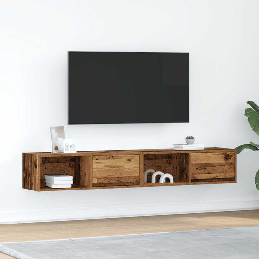 tv-borde 2 stk. 80x31x25,5 cm konstrueret træ gammelt trælook