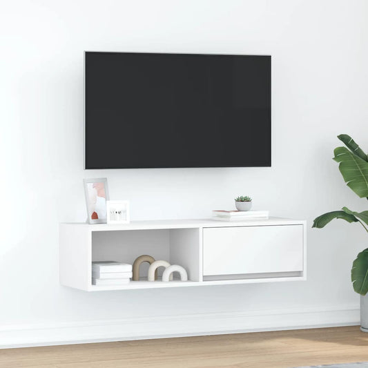 tv-bord 100x31x25,5 cm konstrueret træ hvid