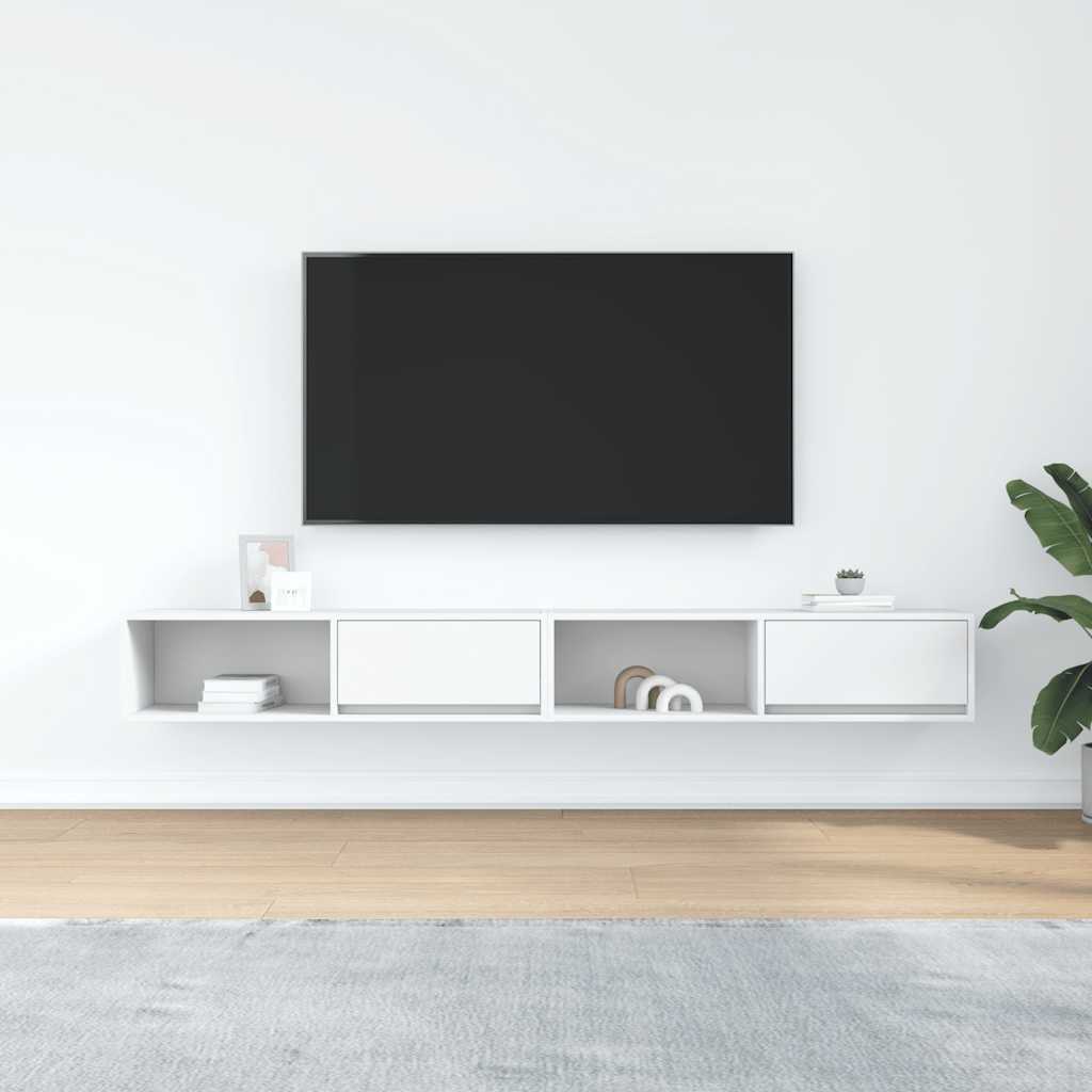 tv-borde 2 stk. 100x31x25,5 cm konstrueret træ hvid