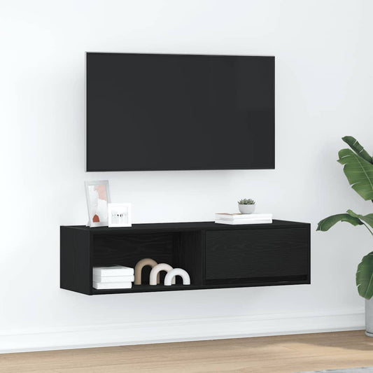 tv-bord 100x31x25,5 cm konstrueret træ sort egetræsfarve