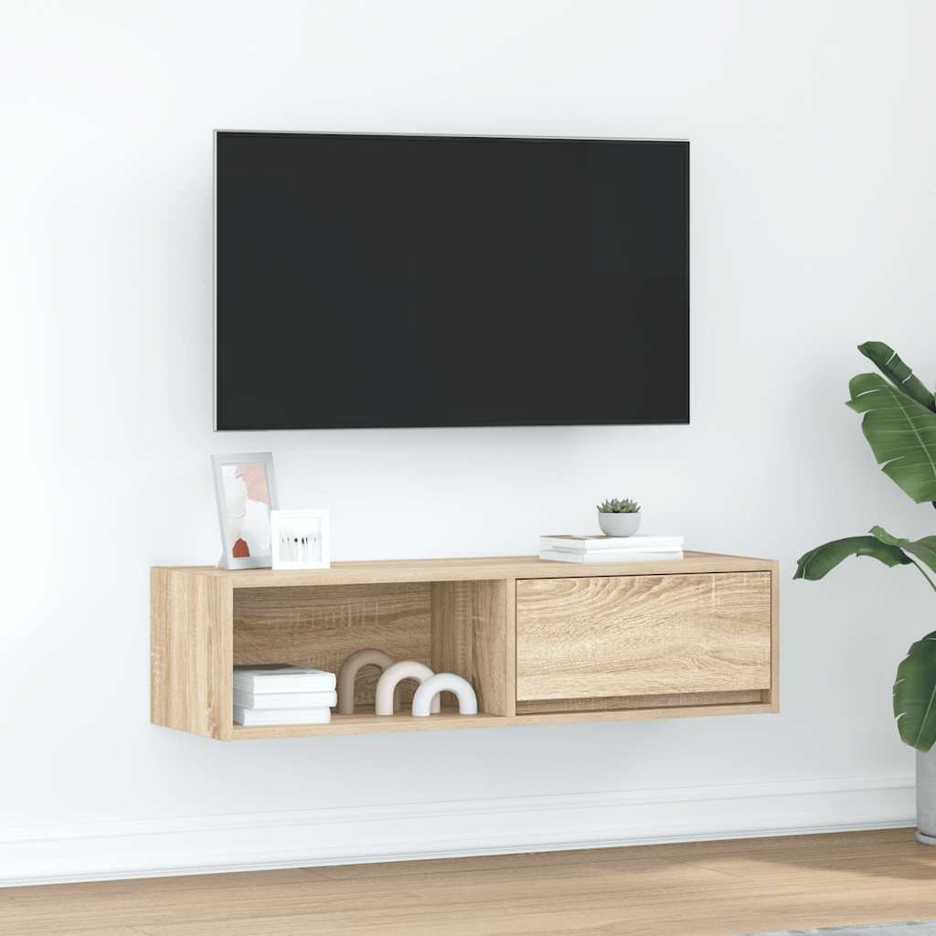 tv-bord 100x31x25,5 cm konstrueret træ sonoma-eg