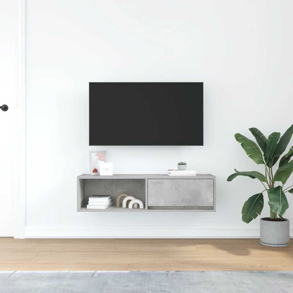 tv-bord 100x31x25,5 cm konstrueret træ betongrå