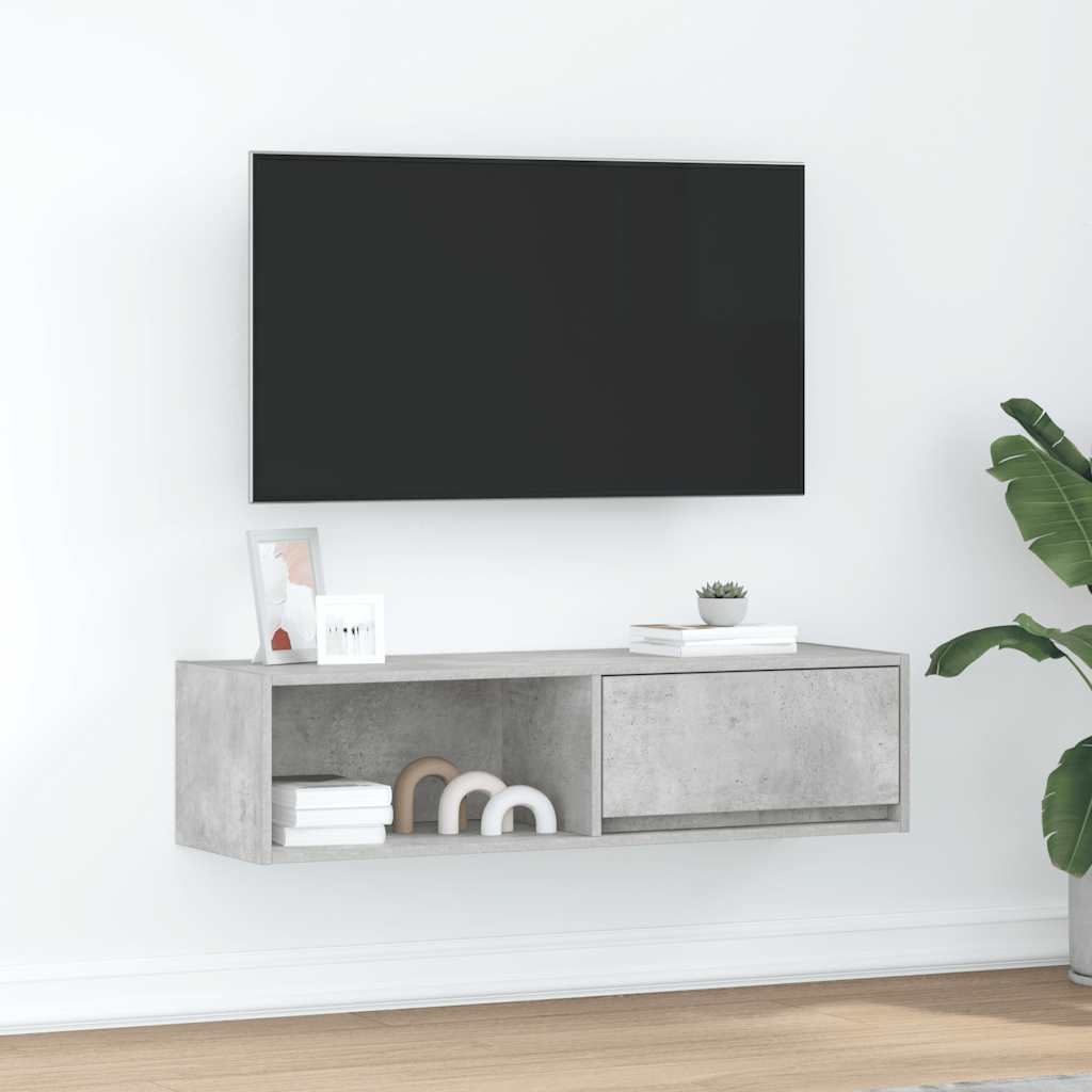 tv-bord 100x31x25,5 cm konstrueret træ betongrå