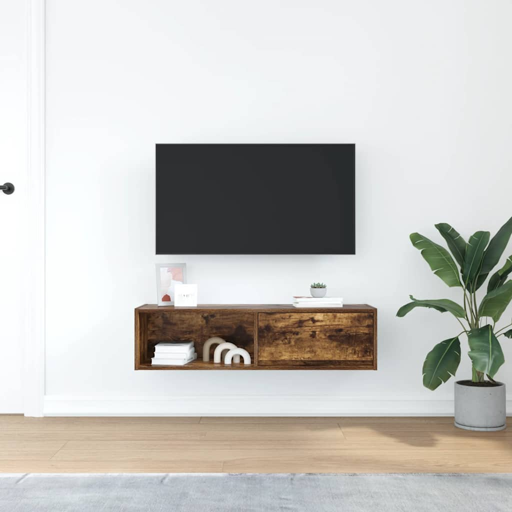 tv-bord 100x31x25,5 cm konstrueret træ røget egetræsfarve