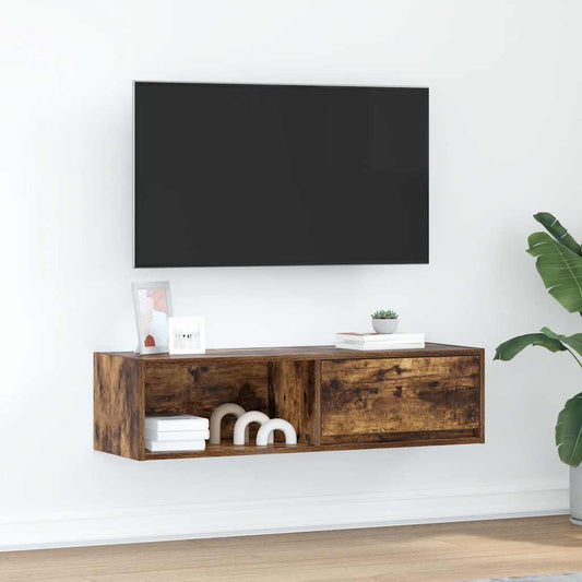 tv-bord 100x31x25,5 cm konstrueret træ røget egetræsfarve