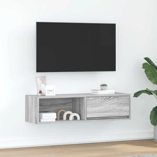 tv-bord 100x31x25,5 cm konstrueret træ grå sonoma-eg