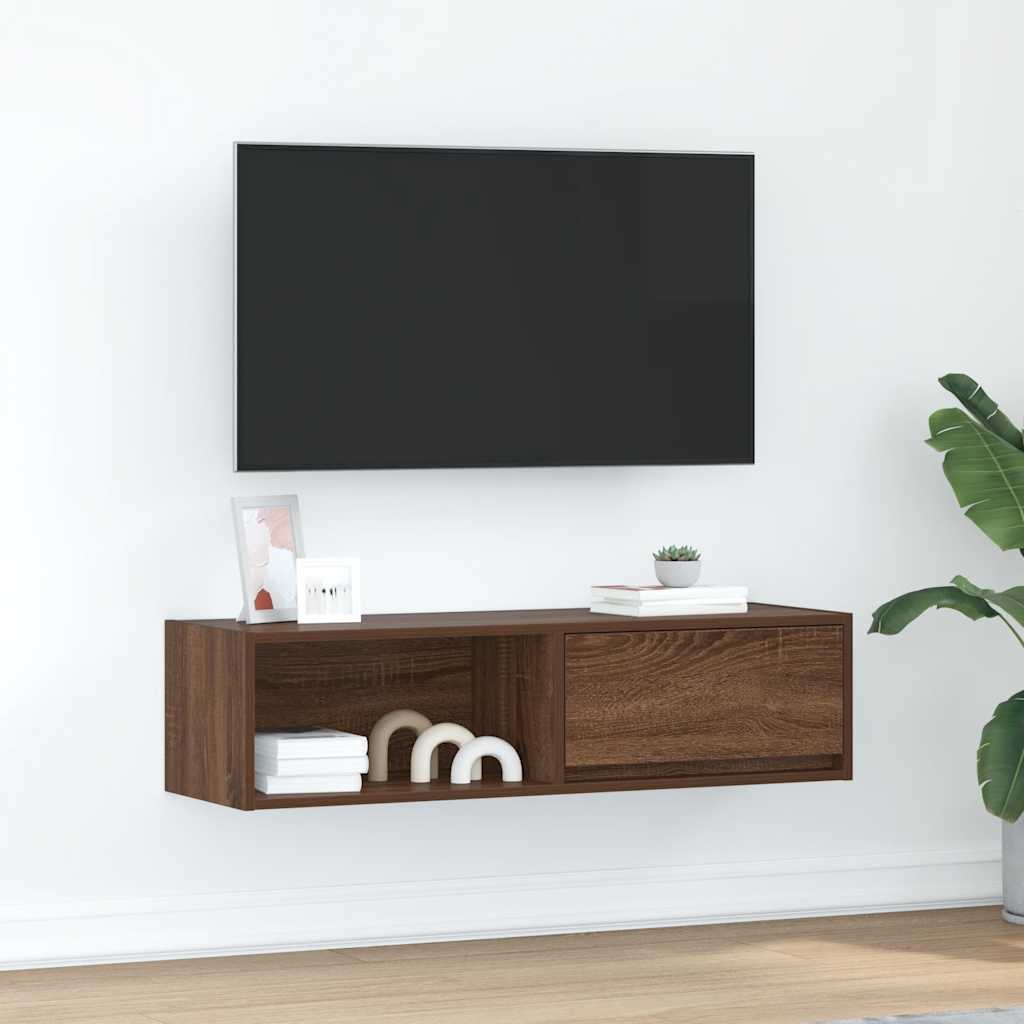 tv-bord 100x31x25,5 cm konstrueret træ brun egetræsfarve