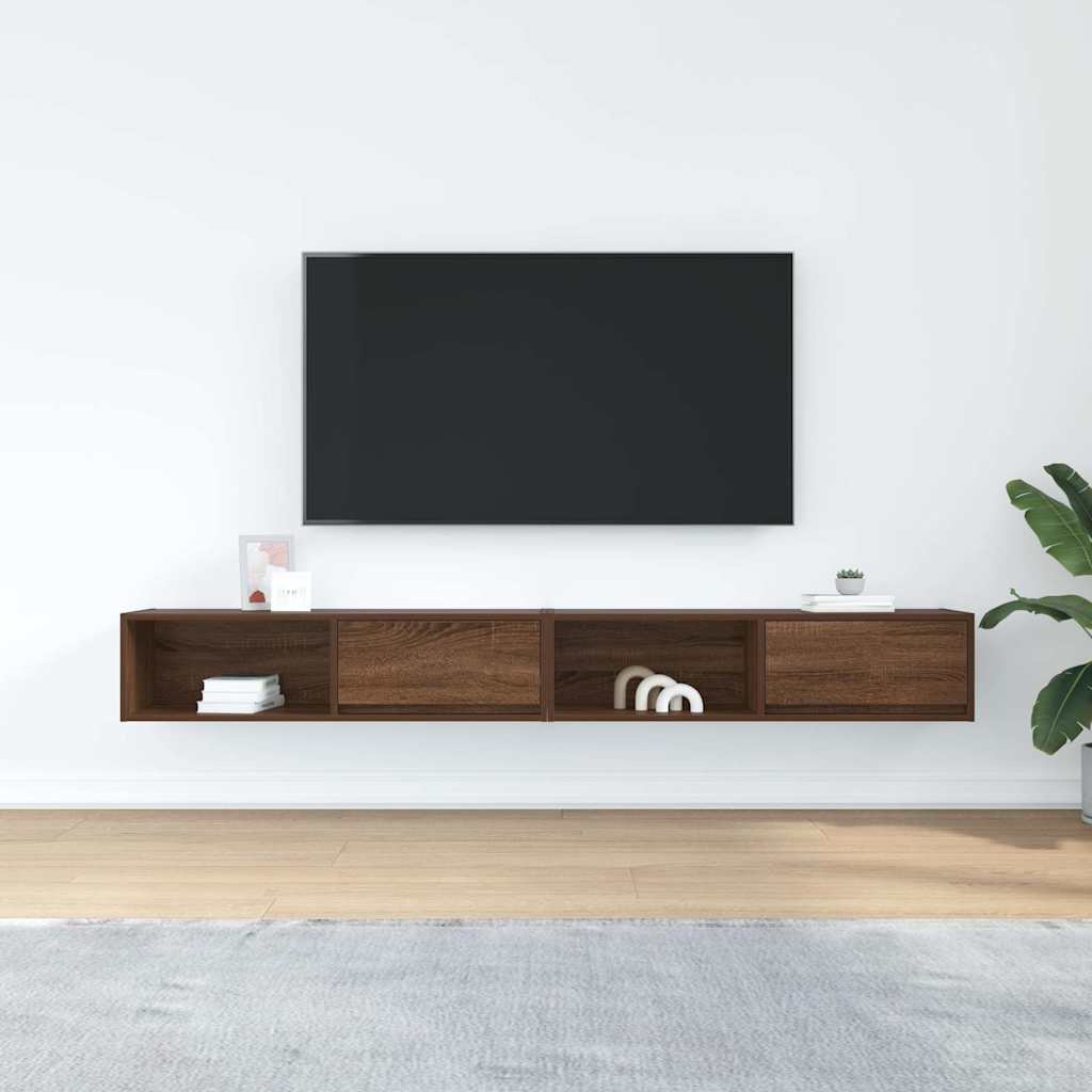 tv-borde 2 stk. 100x31x25,5 cm konstrueret træ brunt egetræ