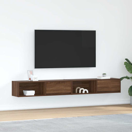 tv-borde 2 stk. 100x31x25,5 cm konstrueret træ brunt egetræ