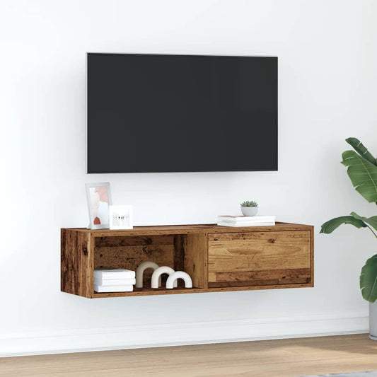 tv-bord 100x31x25,5 cm konstrueret træ gammelt trælook