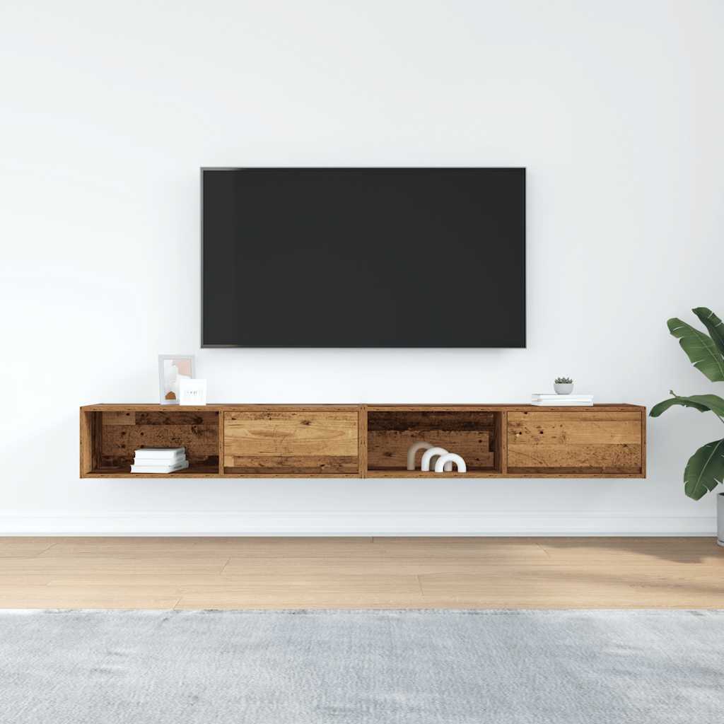 tv-borde 2 stk. 100x31x25,5 cm konstrueret træ gammelt trælook