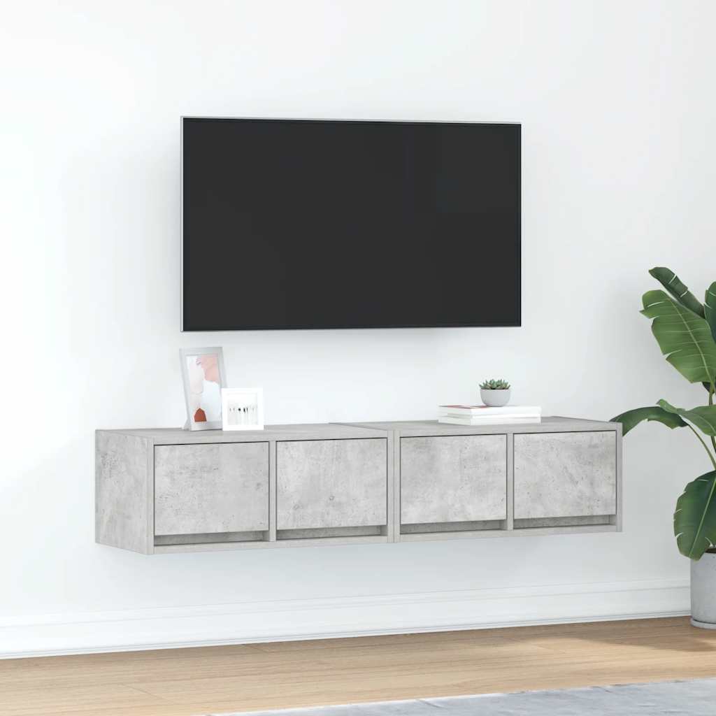 tv-borde 2 stk. 60x31x25,5 cm konstrueret træ betongrå