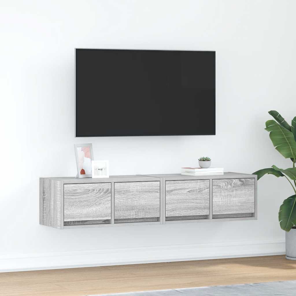 tv-borde 2 stk. 60x31x25,5 cm konstrueret træ grå sonoma-eg