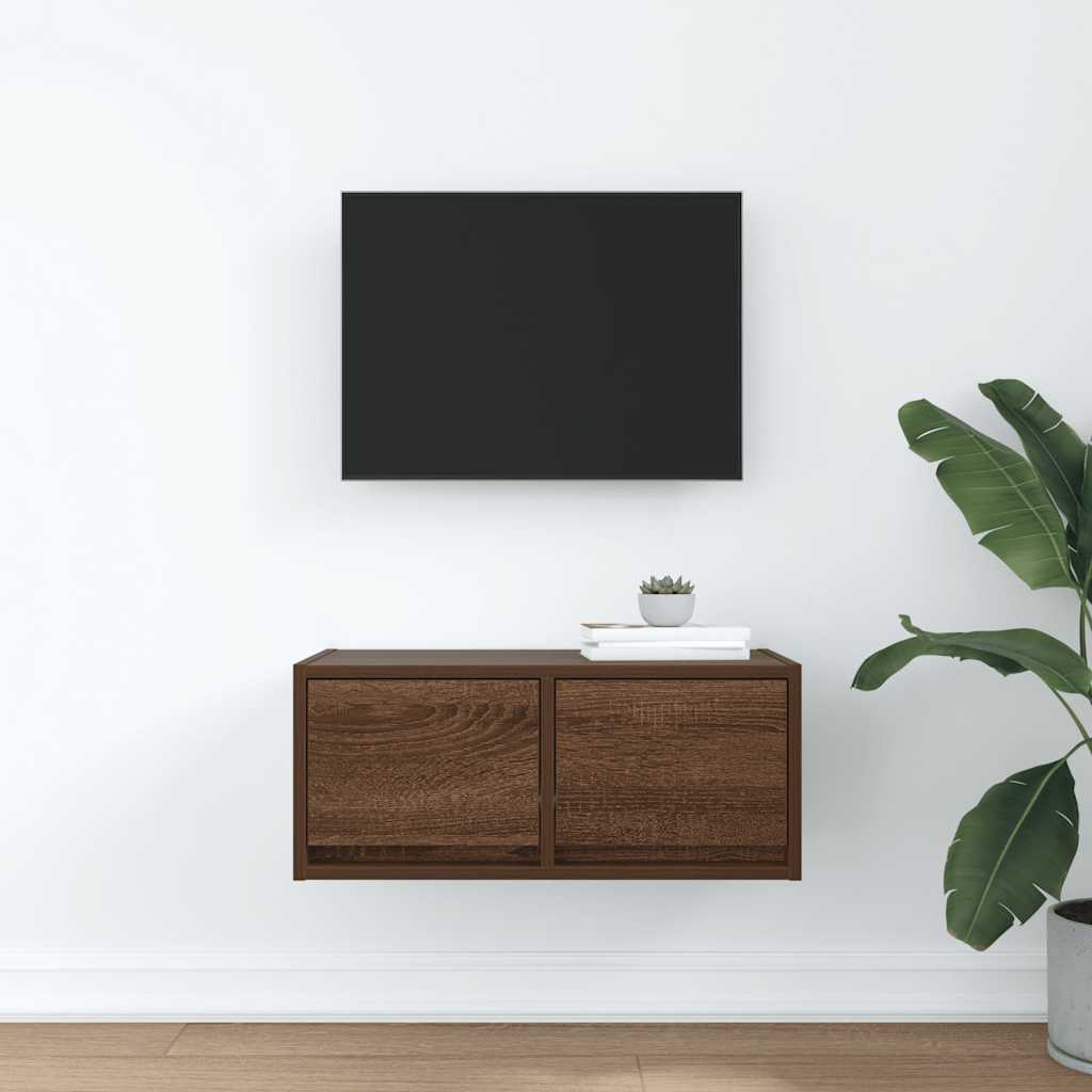 tv-bord 60x31x25,5 cm konstrueret træ brun egetræsfarve