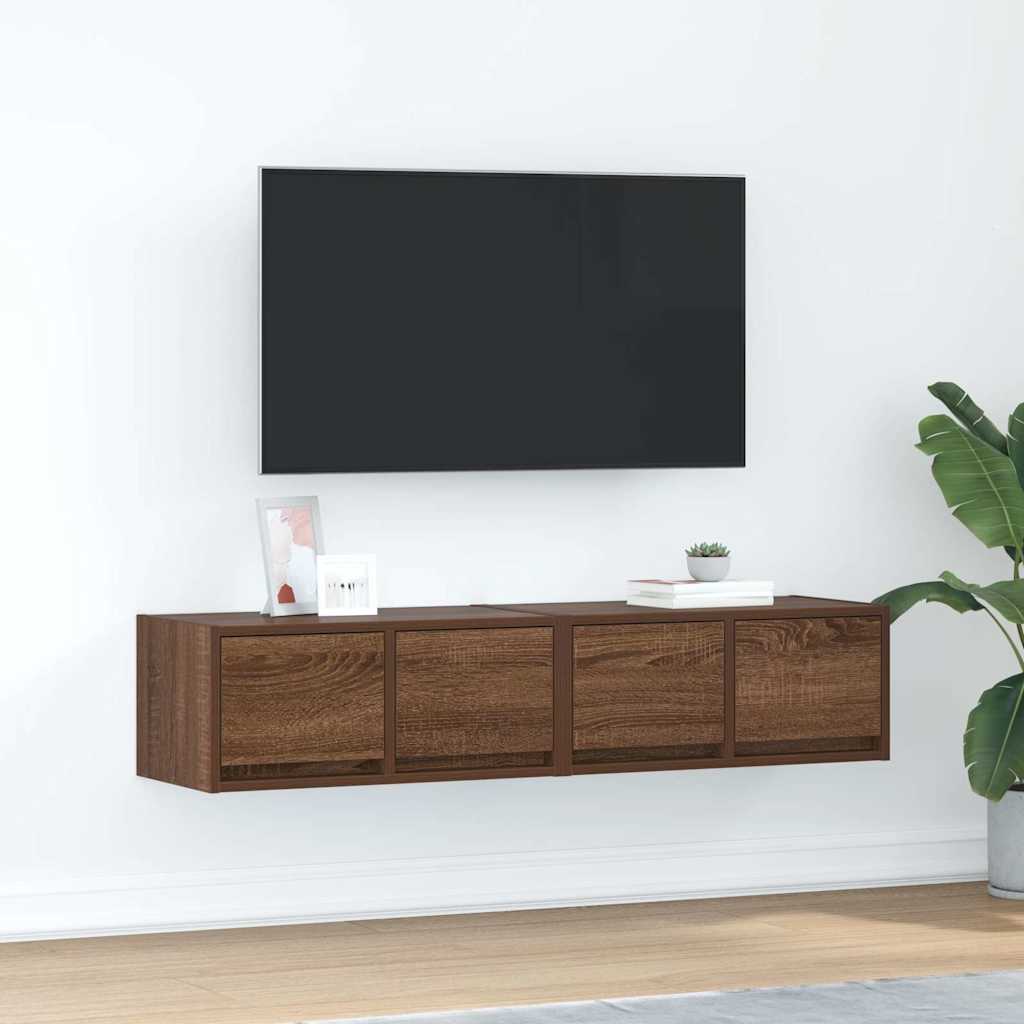 tv-borde 2 stk. 60x31x25,5 cm konstrueret træ brunt egetræ