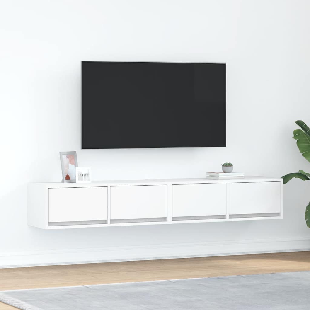 tv-borde 2 stk. 80x31x25,5 cm konstrueret træ hvid