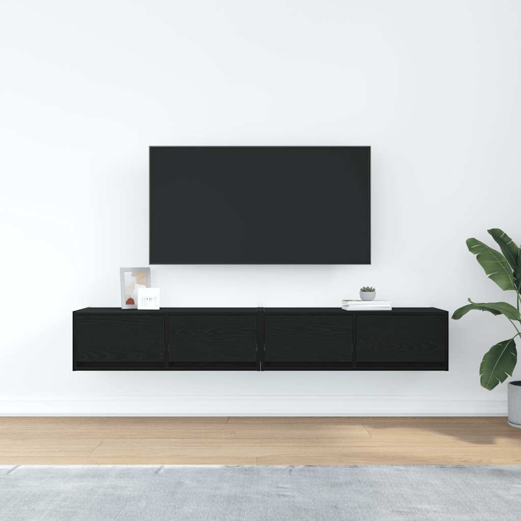 tv-borde 2 stk. 80x31x25,5 cm konstrueret træ sort egetræsfarve