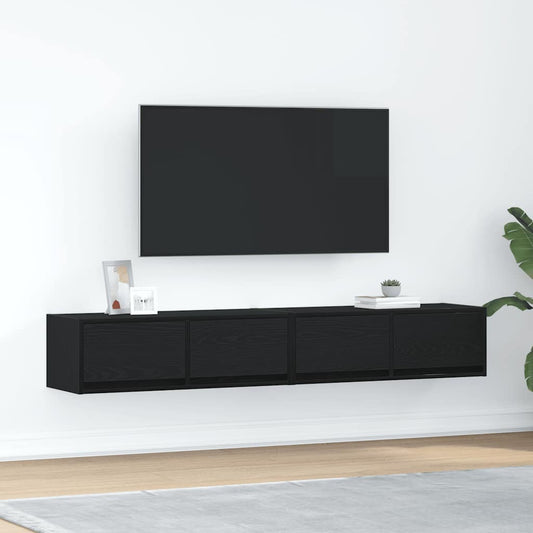 tv-borde 2 stk. 80x31x25,5 cm konstrueret træ sort egetræsfarve