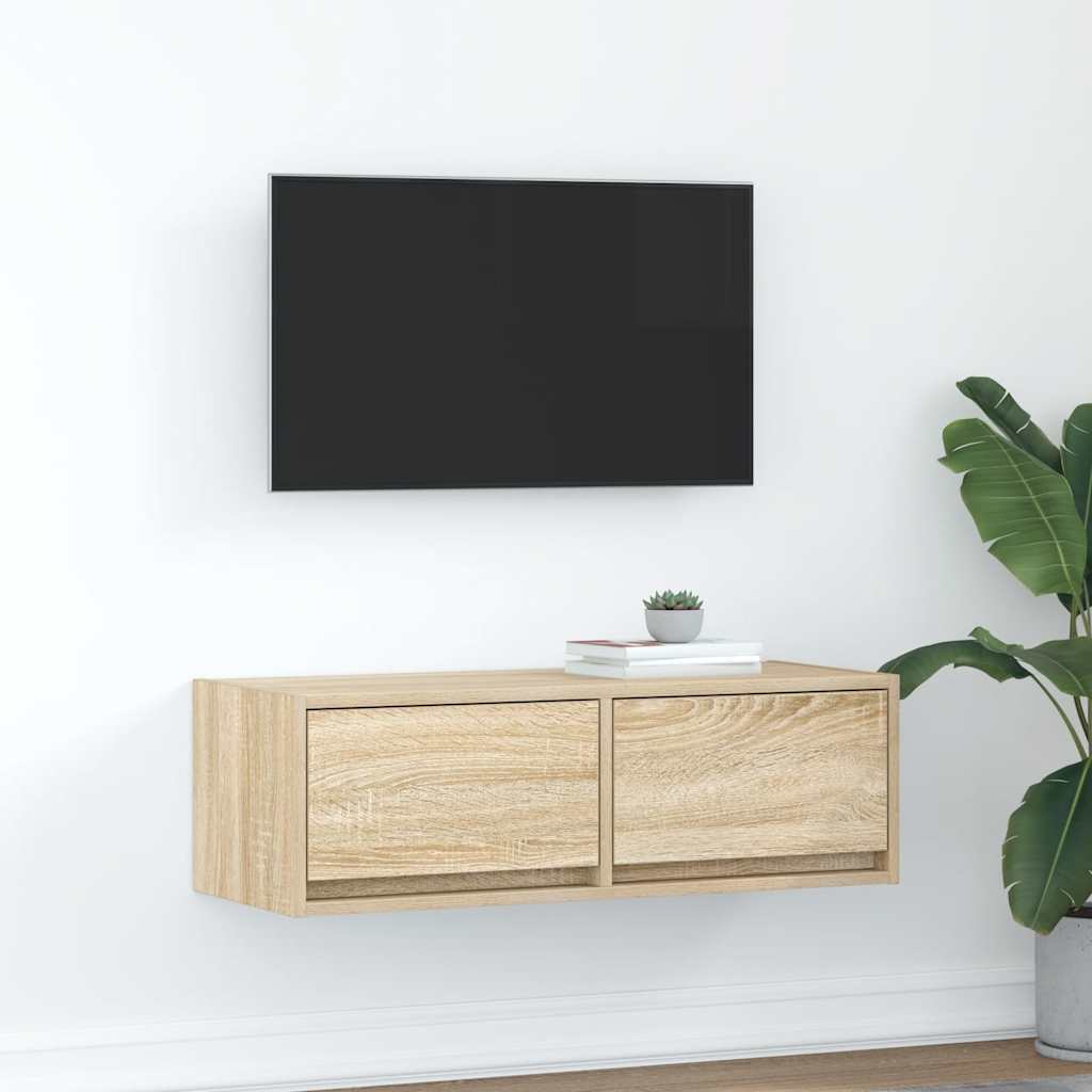 tv-bord 80x31x25,5 cm konstrueret træ sonoma-eg