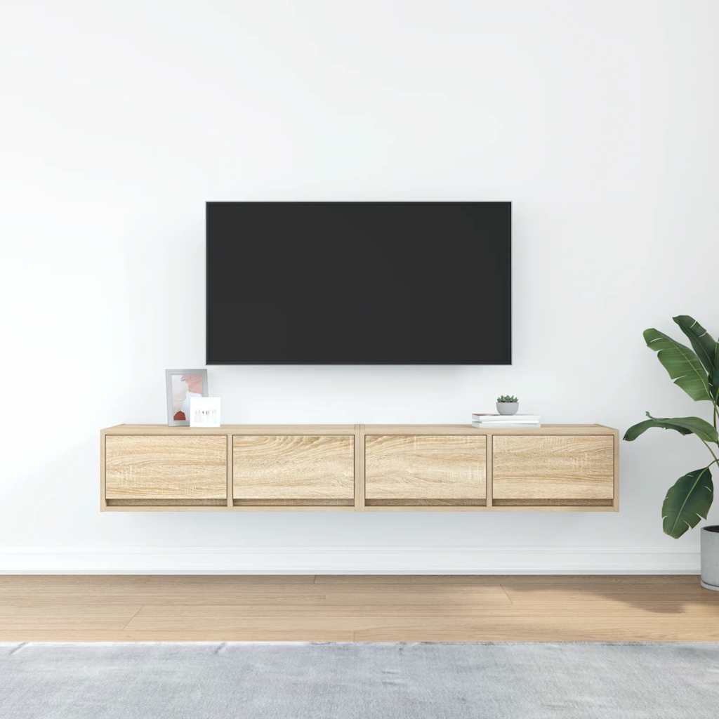 tv-borde 2 stk. 80x31x25,5 cm konstrueret træ sonoma-eg