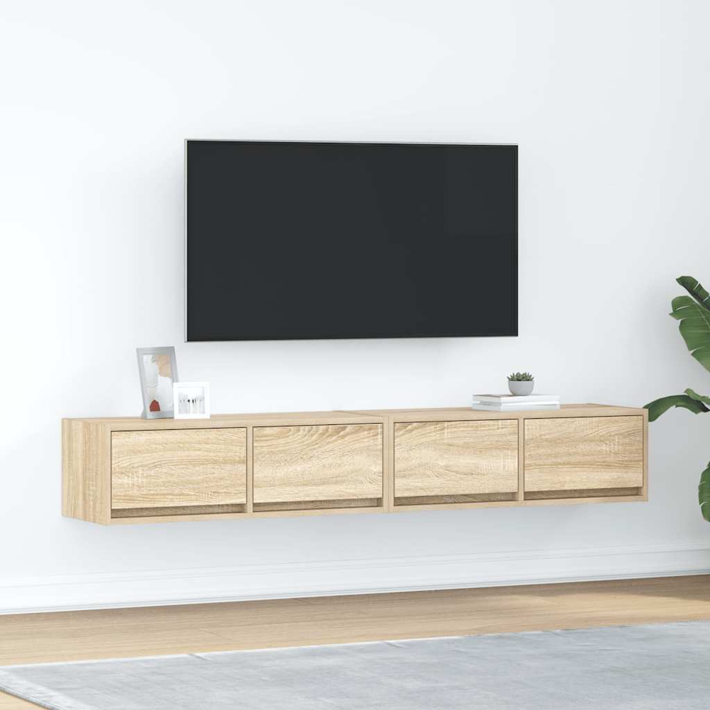 tv-borde 2 stk. 80x31x25,5 cm konstrueret træ sonoma-eg