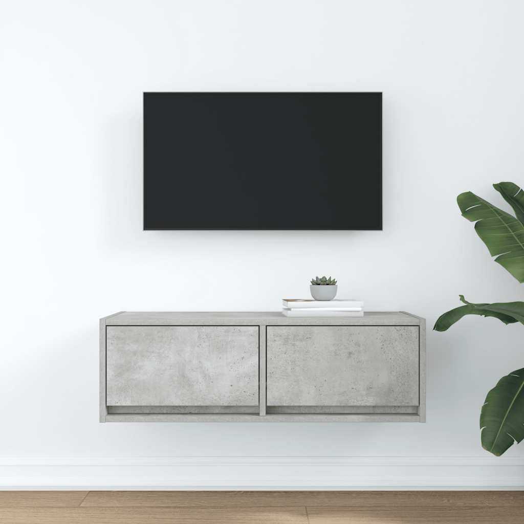 tv-bord 80x31x25,5 cm konstrueret træ betongrå