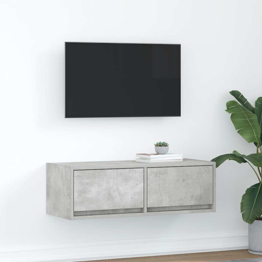 tv-bord 80x31x25,5 cm konstrueret træ betongrå