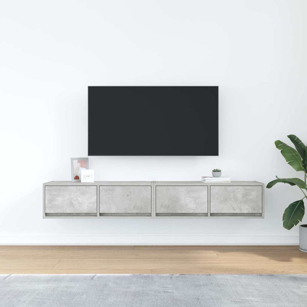 tv-borde 2 stk. 80x31x25,5 cm konstrueret træ betongrå