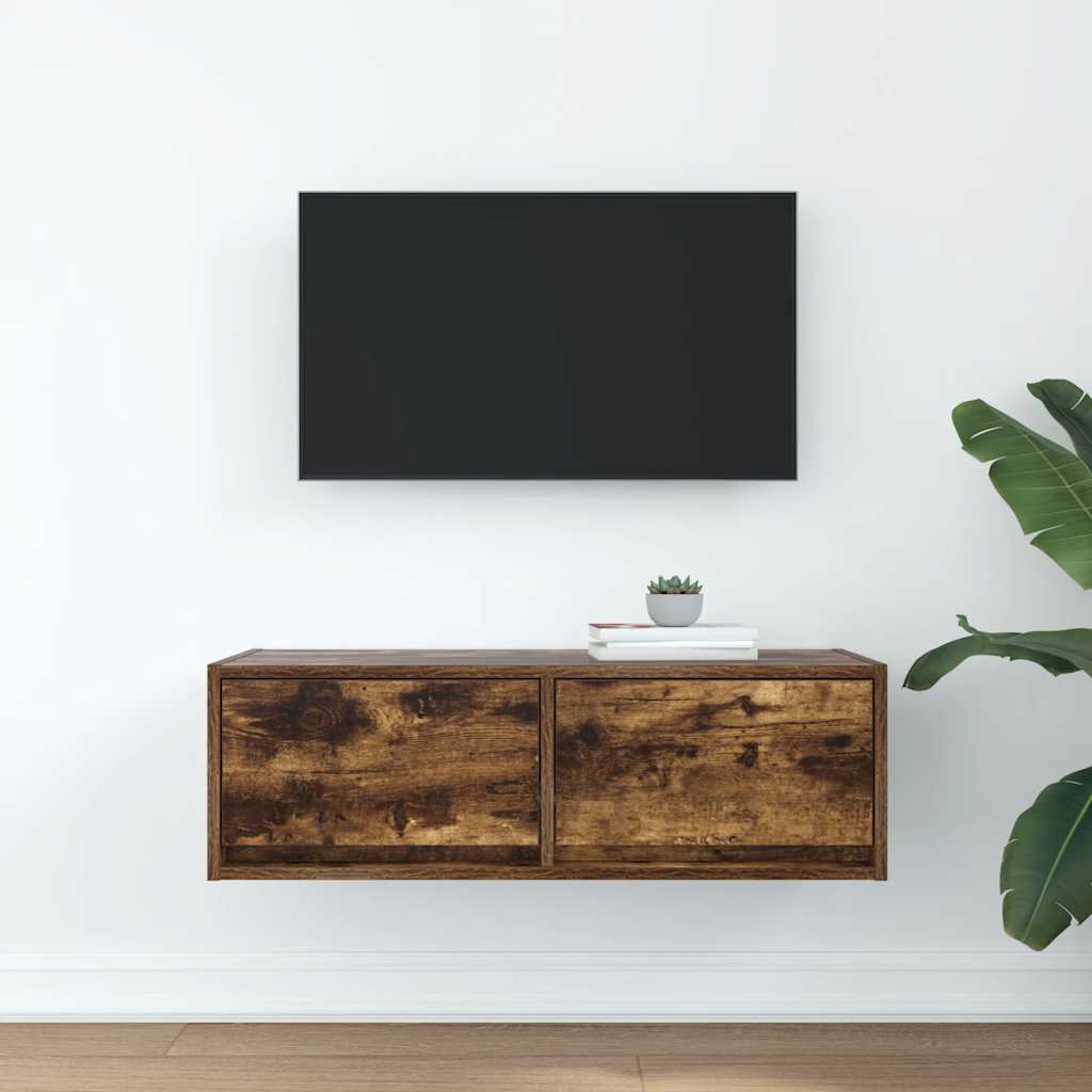 tv-bord 80x31x25,5 cm konstrueret træ røget egetræsfarve