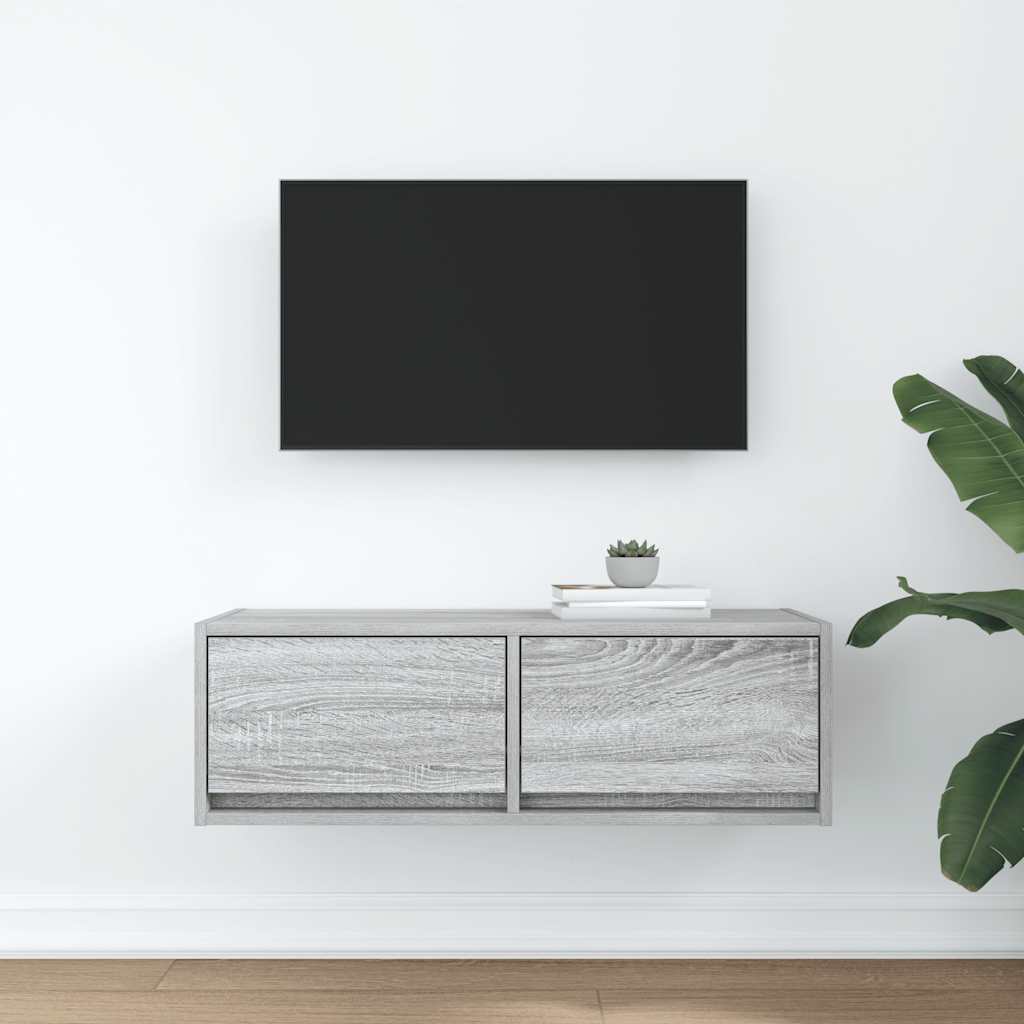 tv-bord 80x31x25,5 cm konstrueret træ grå sonoma-eg