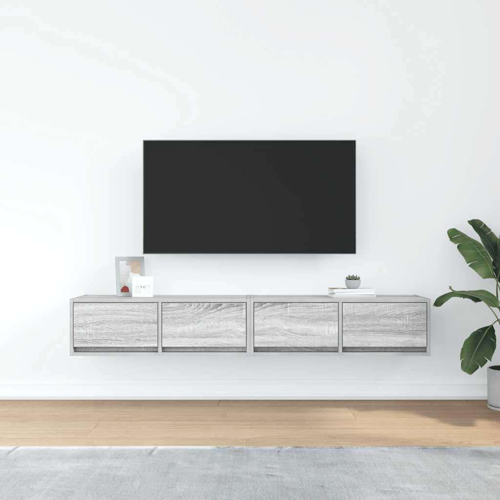 tv-borde 2 stk. 80x31x25,5 cm konstrueret træ grå sonoma-eg