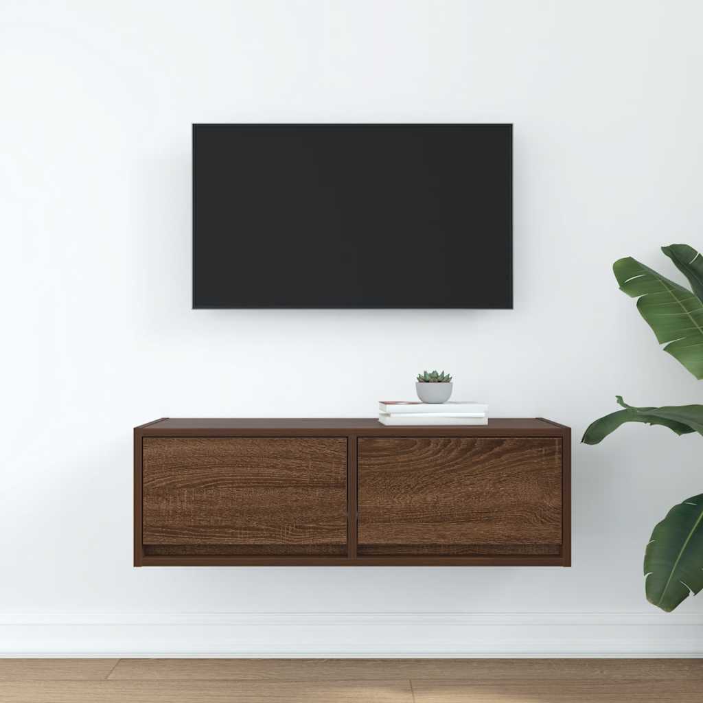 tv-bord 80x31x25,5 cm konstrueret træ brun egetræsfarve