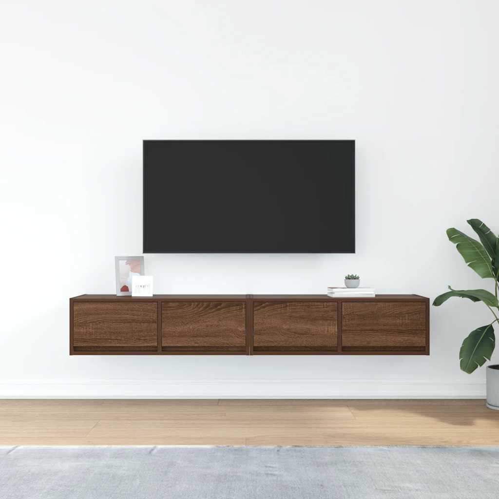 tv-borde 2 stk. 80x31x25,5 cm konstrueret træ brunt egetræ