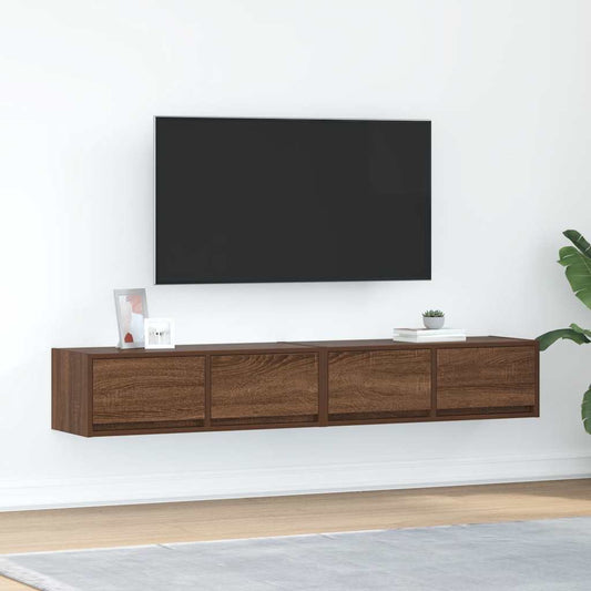 tv-borde 2 stk. 80x31x25,5 cm konstrueret træ brunt egetræ