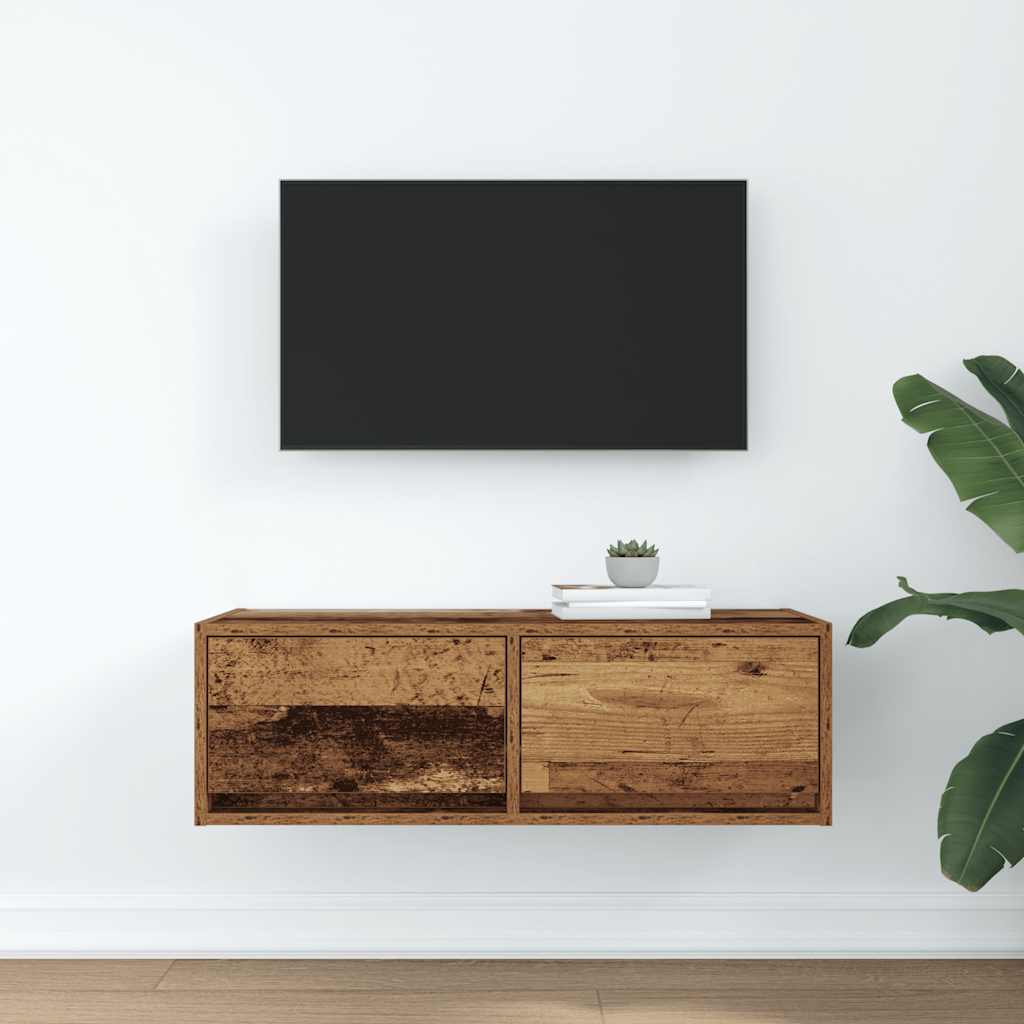 tv-bord 80x31x25,5 cm konstrueret træ antikt trælook