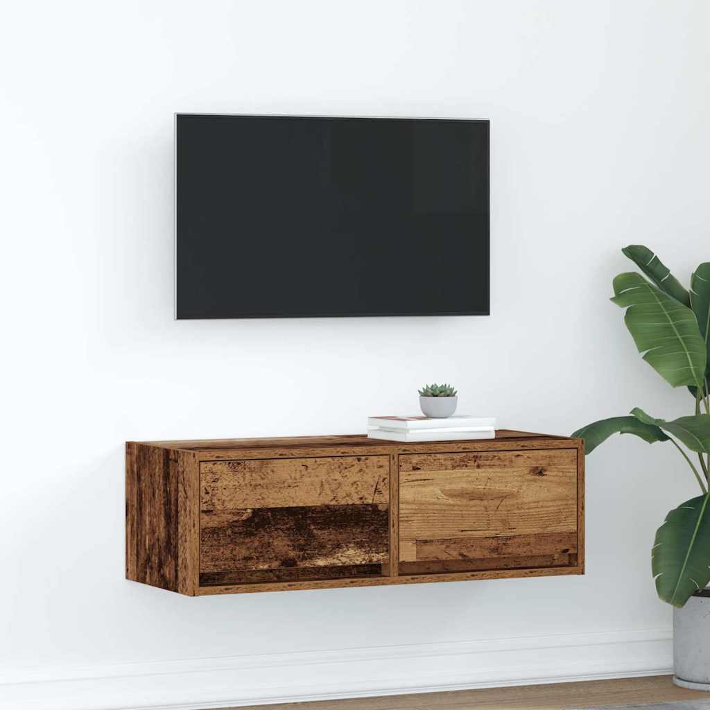 tv-bord 80x31x25,5 cm konstrueret træ antikt trælook