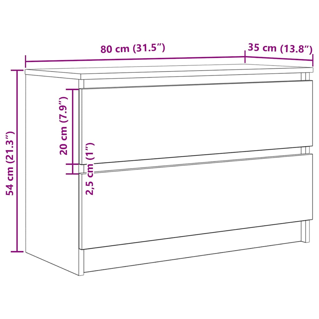 tv-bord 80x35x54 cm konstrueret træ hvid