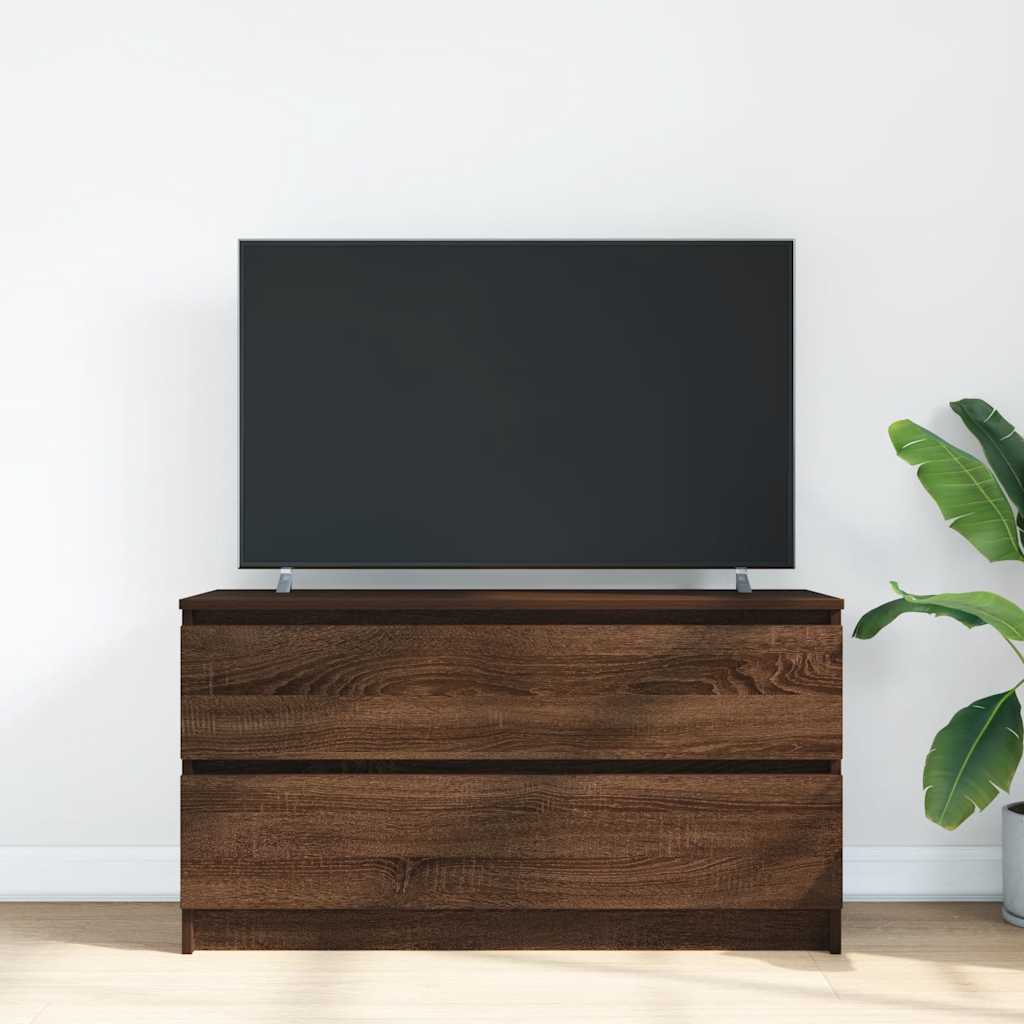 tv-bord 100x35x54 cm konstrueret træ brun egetræsfarve