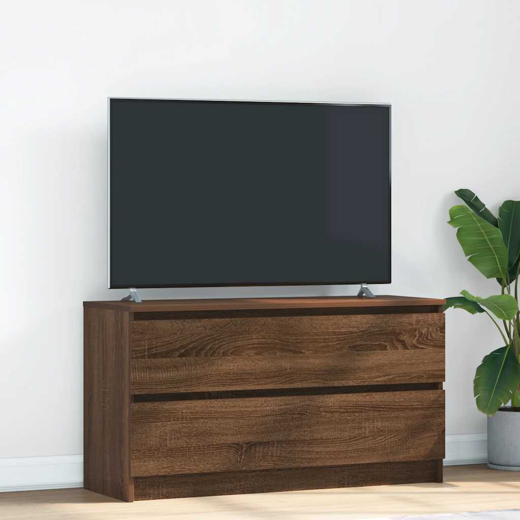 tv-bord 100x35x54 cm konstrueret træ brun egetræsfarve