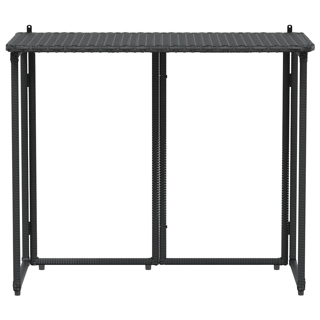 foldbart havebord 90x51x75 cm polyrattan sort