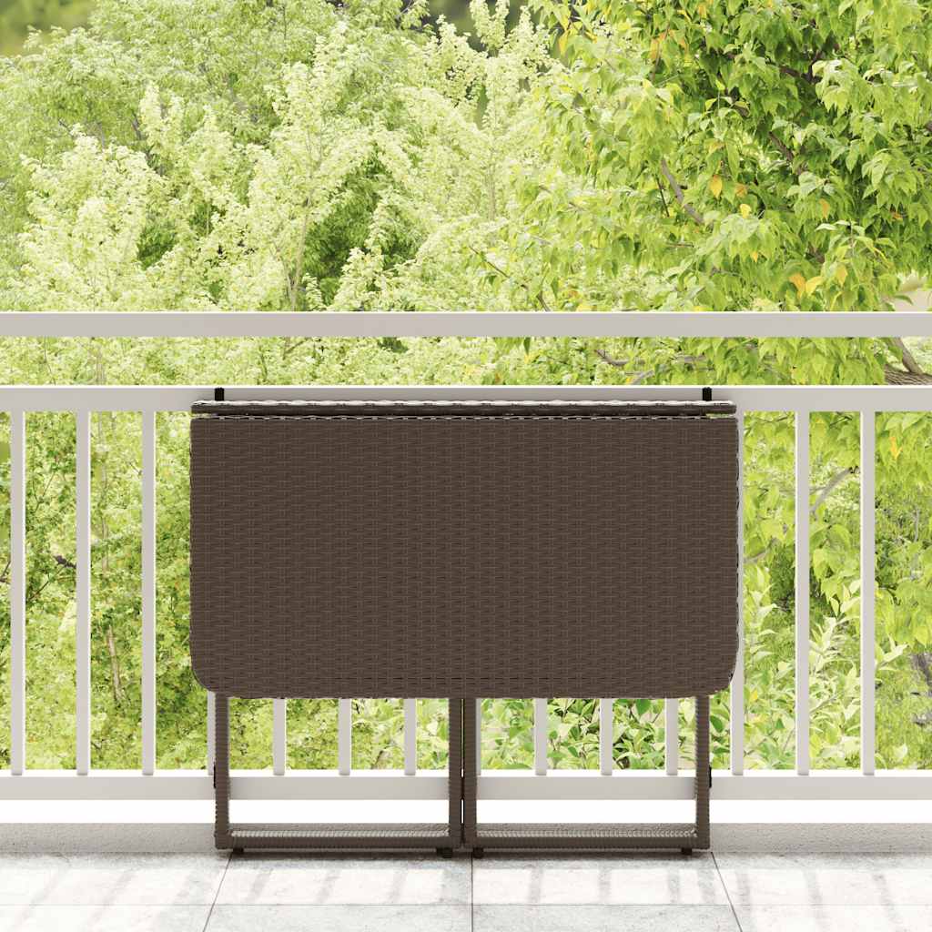 foldbart havebord 90x51x75 cm polyrattan brun