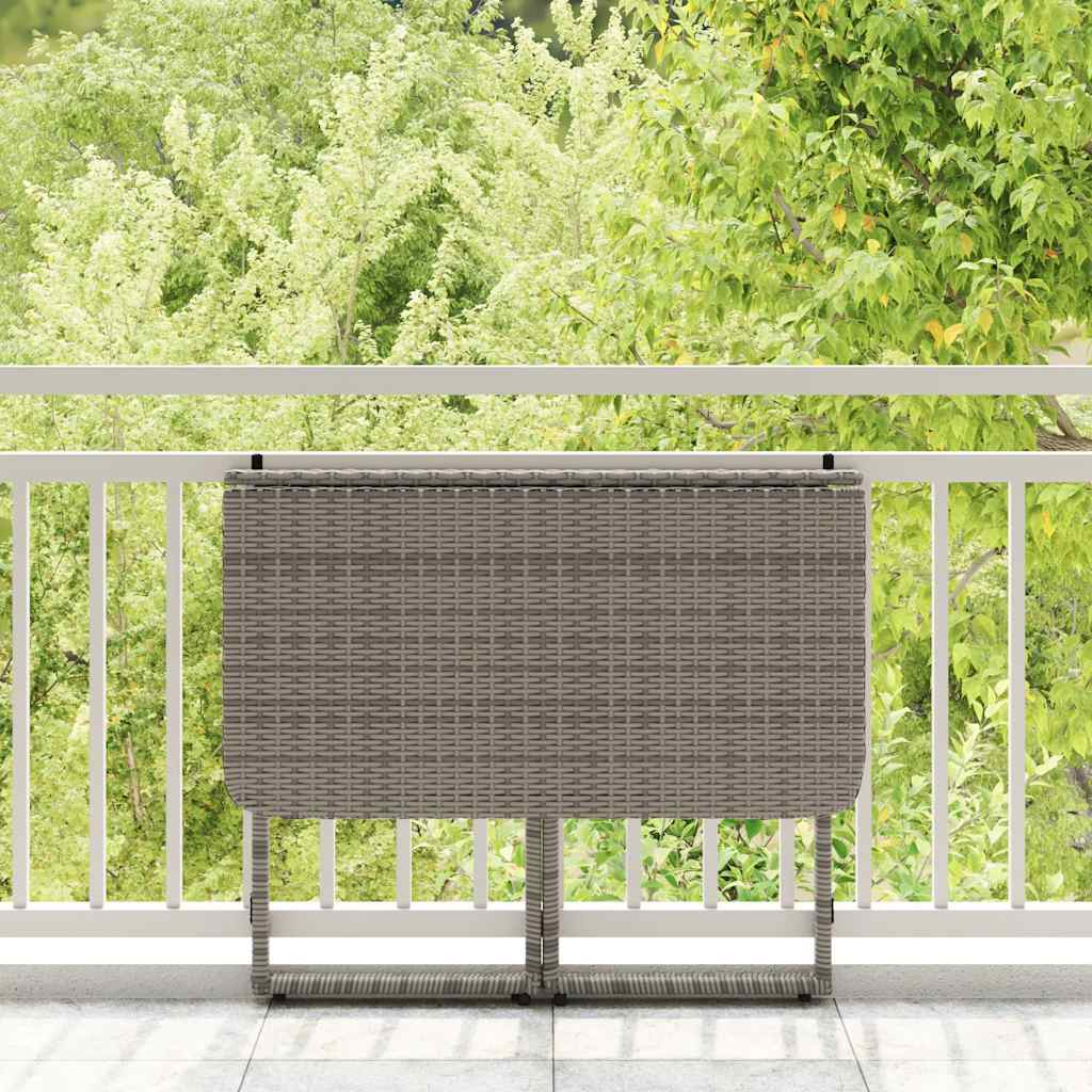 foldbart havebord 90x51x75 cm polyrattan grå