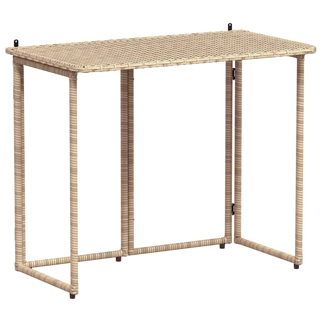 foldbart havebord 90x51x75 cm polyrattan beige