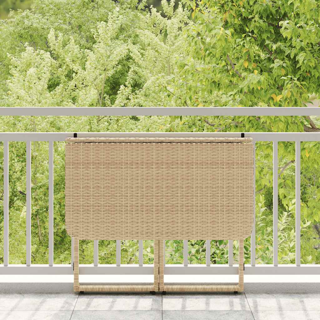 foldbart havebord 90x51x75 cm polyrattan beige