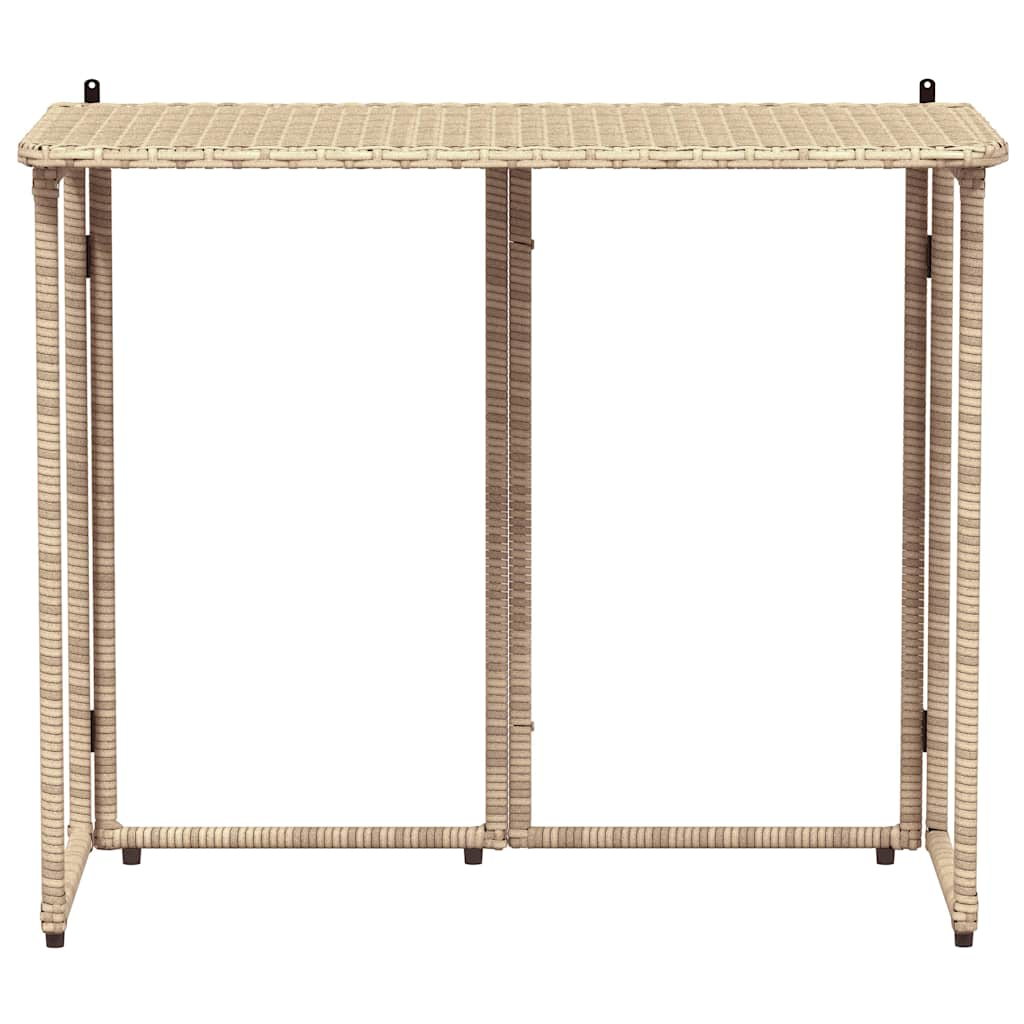 foldbart havebord 90x51x75 cm polyrattan beige