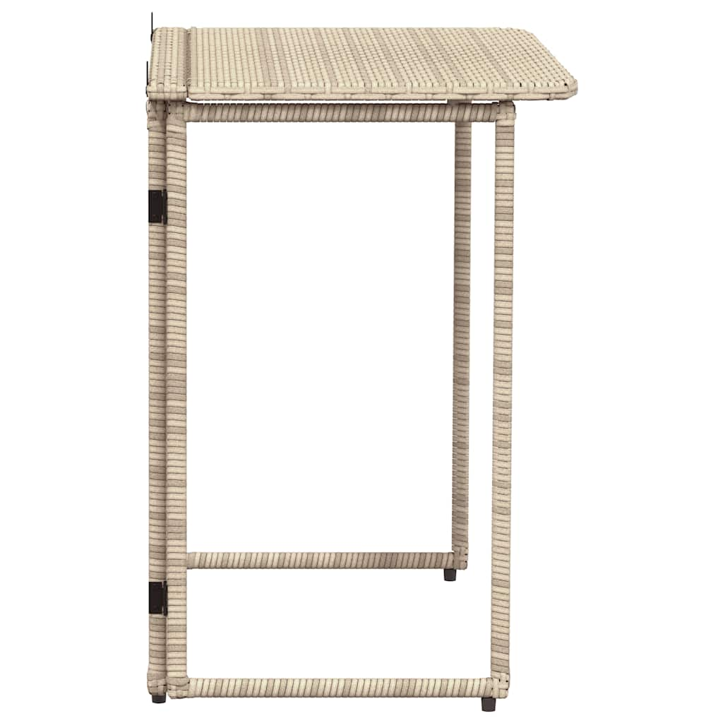 foldbart havebord 90x51x75 cm polyrattan beige