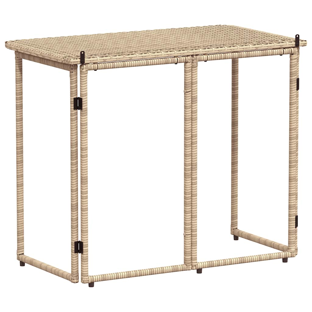 foldbart havebord 90x51x75 cm polyrattan beige